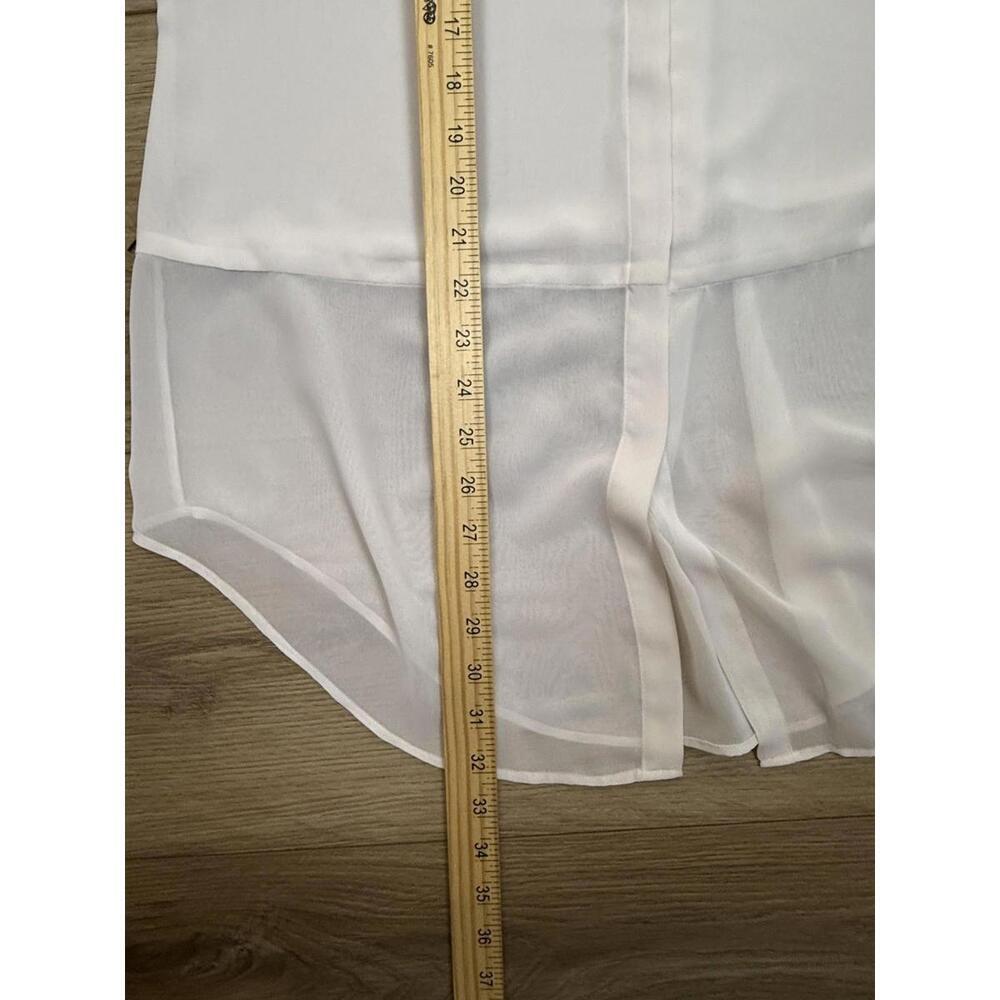 Chico's Black Label Shirt Womens 2 White Sheer Button Front Tunic High Low Hem - Picture 7 of 10